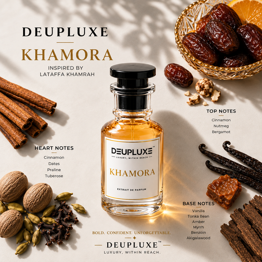 Deupluxe Khamora | Inspired By Khamrah | Cinnamon, Nutmeg & Bergamot | Extrait De Parfum (50 ML)