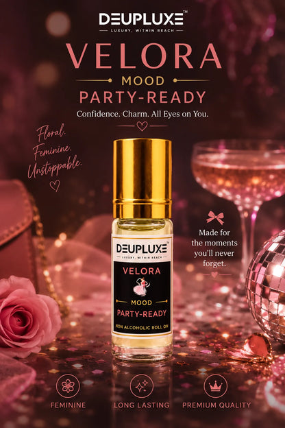 Deupluxe Velora | Party Ready | Floral Bouquet | Non Alcoholic Roll On Perfume (4 ML)
