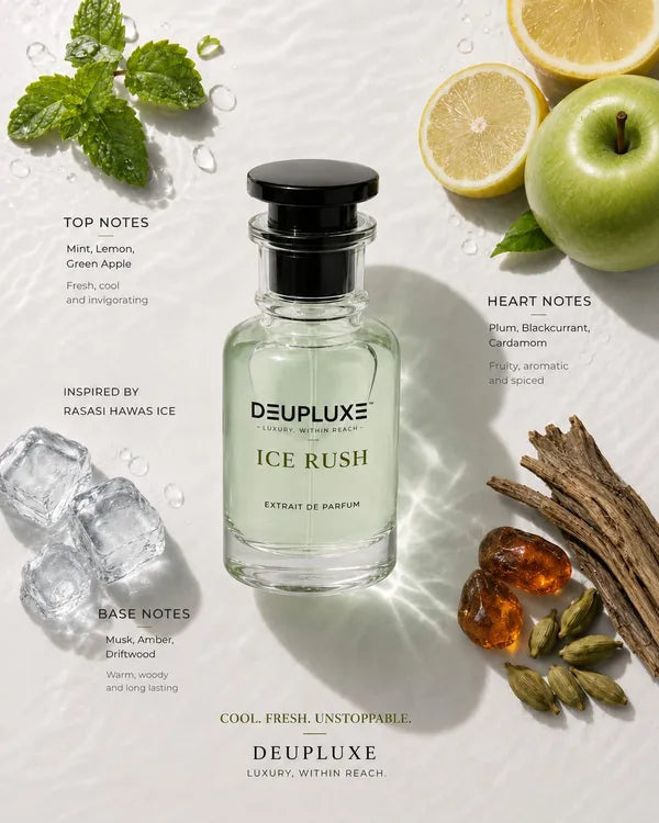 Deupluxe Ice Rush | Inspired By Hawas Ice | Bergamot, Apple & Mint | Extrait De Parfum