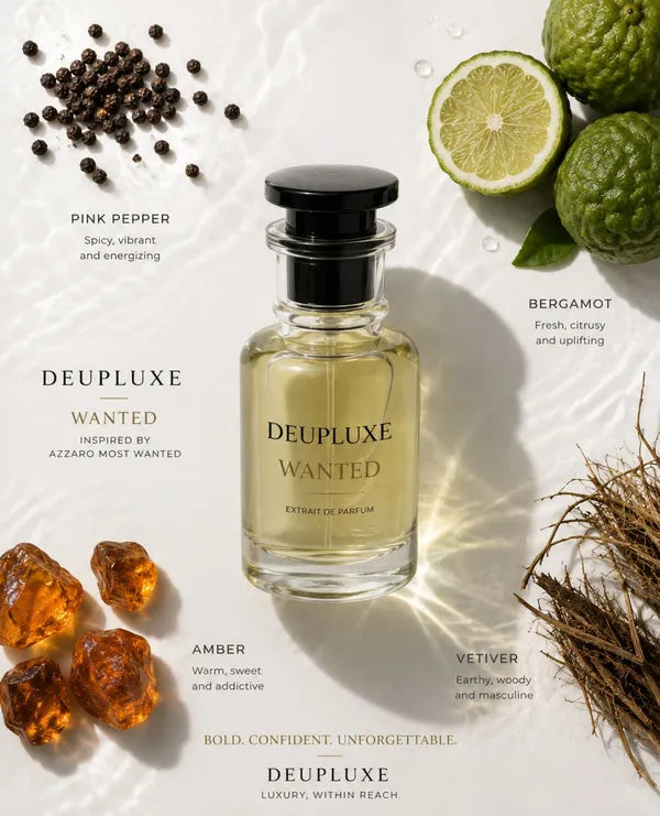 Deupluxe Want-Ed | Inspired By The Most Wanted | Cardamom, Toffee & Amberwood | Extrait De Parfum