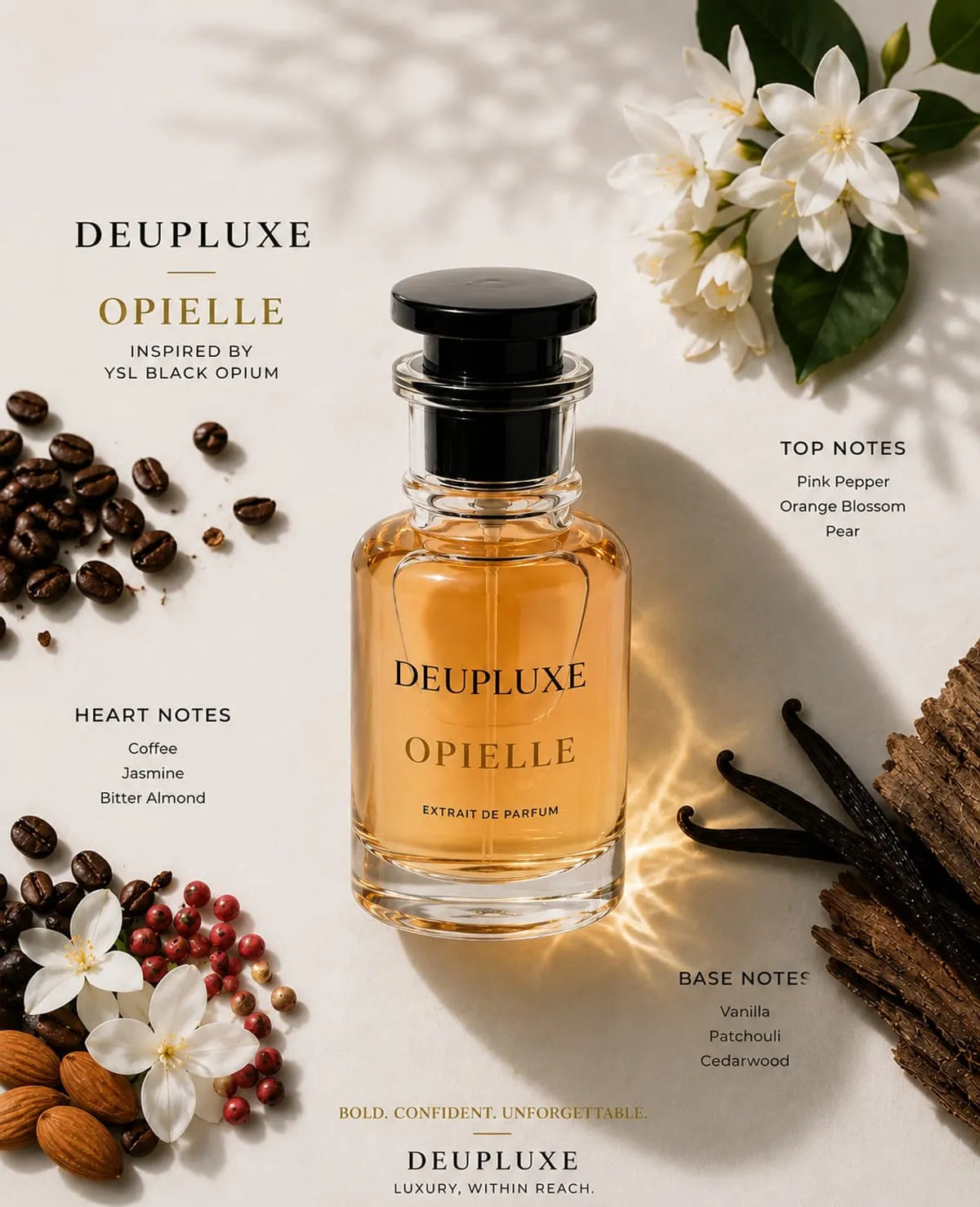 Deupluxe Opielle | Inspired By Black Opium | Pink Pepper, Orange Blossom & Pear | Extrait De Parfum