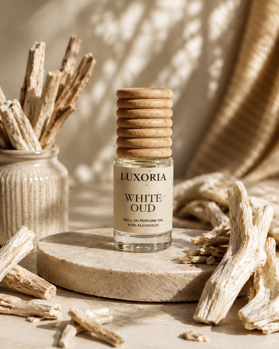 Luxoria White Oud Attar | Premium Non-Alcoholic Roll-On Perfume Oil | Long Lasting Woody Oud Fragrance | 7 ML