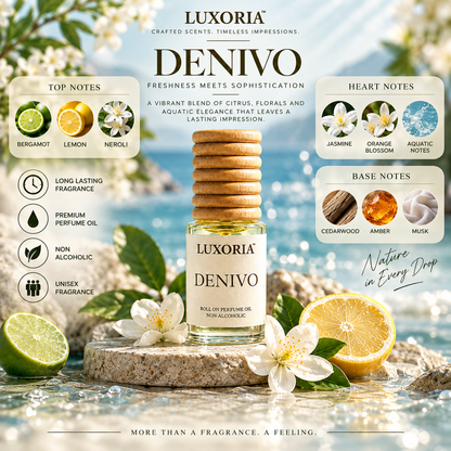 Luxoria Denivo Attar – Premium Non-Alcoholic Roll-On Perfume Oil