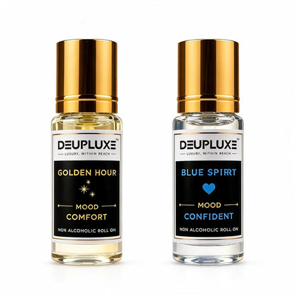 Day To Night Combo- Golden Hour + Blue Spirit I Non Alcoholic Roll-On Perfume Pack Of 2 (8 ML)