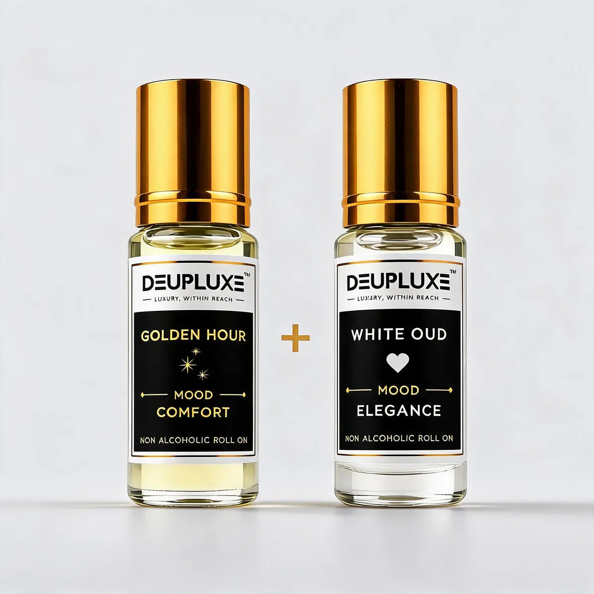 Everyday Luxury Combo Golden Hour + White Oud I Non Alcoholic Roll On Perfume Pack Of 2 (8 ML)