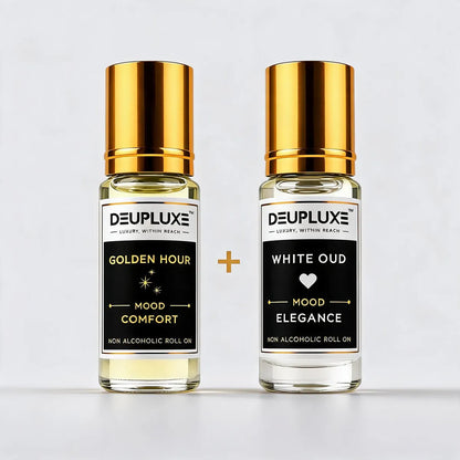 Everyday Luxury Combo Golden Hour + White Oud I Non Alcoholic Roll On Perfume Pack Of 2 (8 ML)