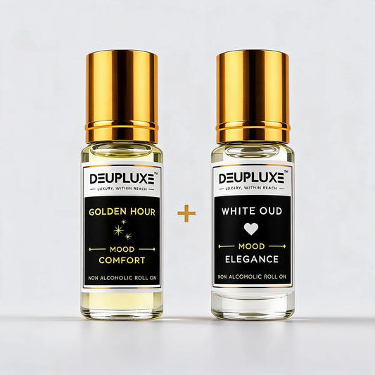 Everyday Luxury Combo Golden Hour + White Oud I Non Alcoholic Roll On Perfume Pack Of 2 (8 ML)