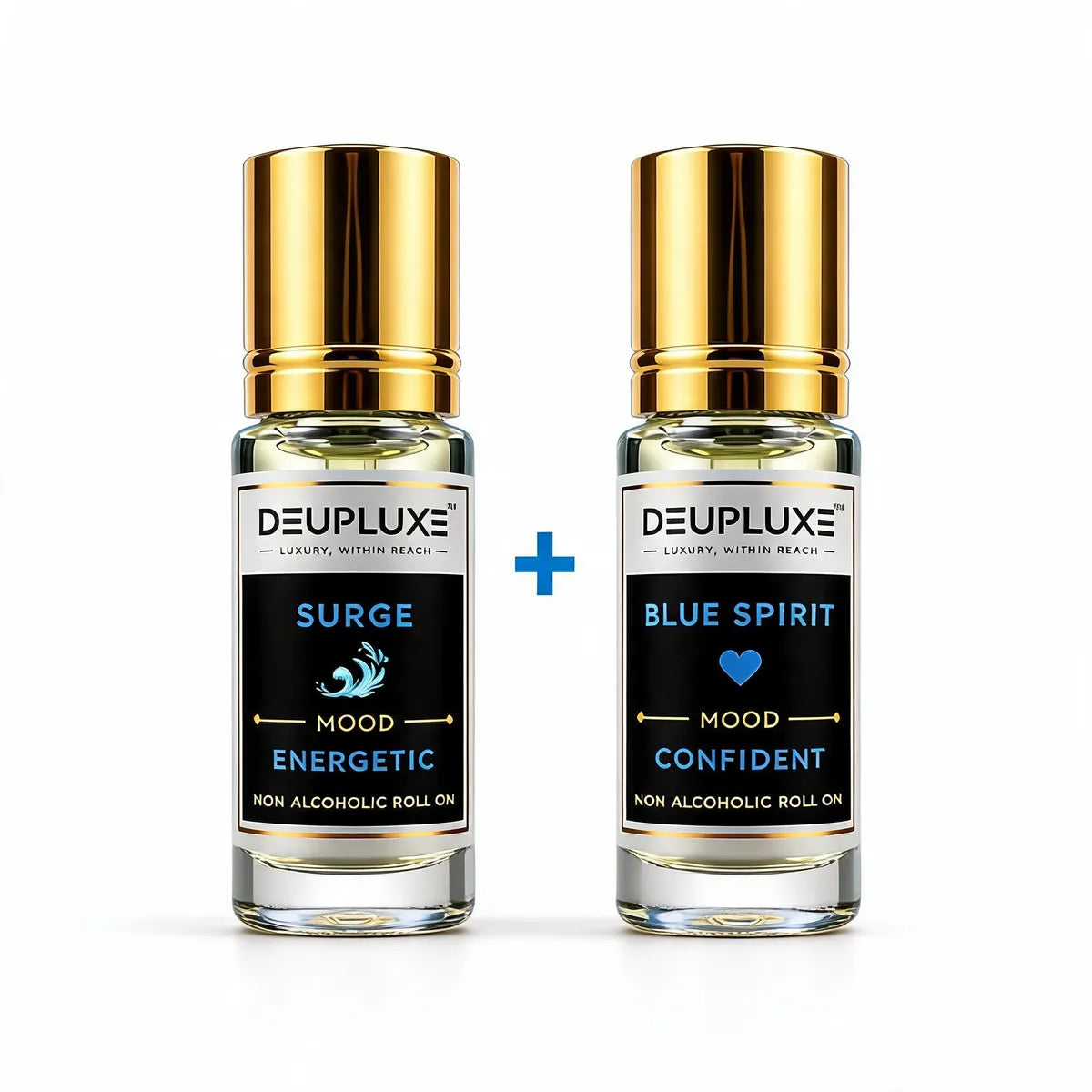 Fresh And Confident Combo Surge + Blue Spirit I Non Alcoholic Roll On Perfume Pack Of 2 (8 ML)