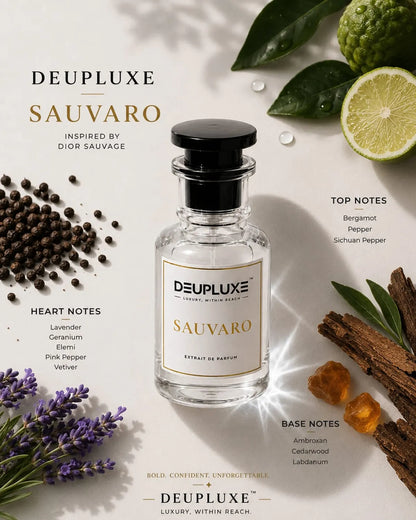 Deupluxe Sauvaro | Inspired By Sauvage | Bergamot & Pepper | Extrait De Parfum