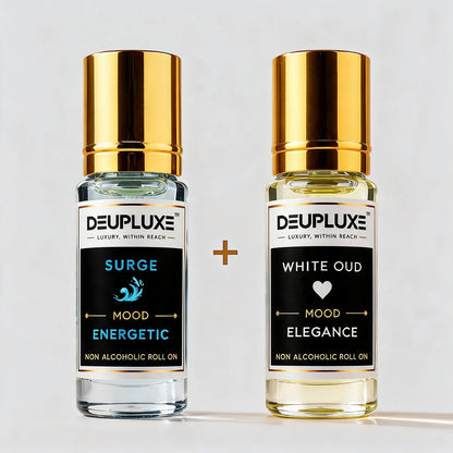 Office Essentials Combo Surge + White Oud I Non Alcoholic Roll-On Perfume Pack Of 2 (8 ML)