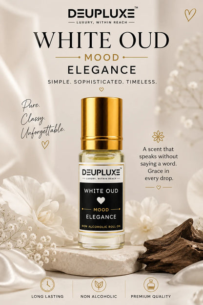 Deupluxe White Oud | Elegance | White Oud And Musk | Non Alcoholic Roll On Perfume (4 ML)
