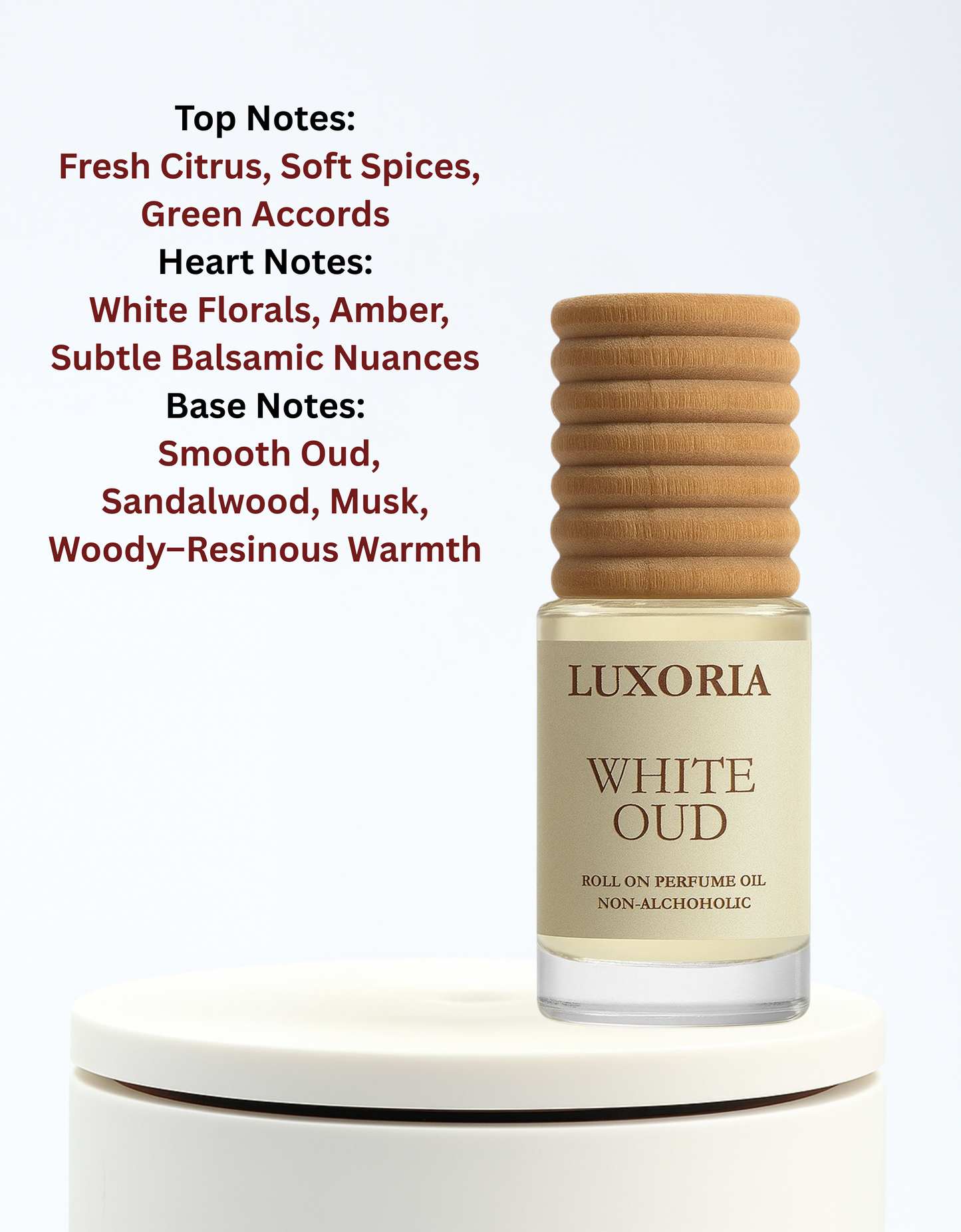 Luxoria White Oud Attar | Premium Non-Alcoholic Roll-On Perfume Oil | Long Lasting Woody Oud Fragrance | 7 ML