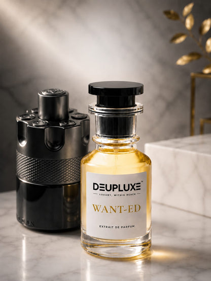 Deupluxe Want-Ed | Inspired By The Most Wanted | Cardamom, Toffee & Amberwood | Extrait De Parfum