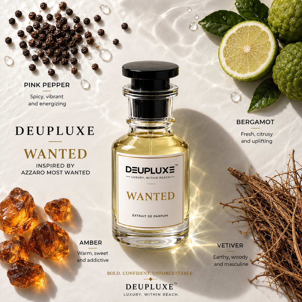 Deupluxe Want-Ed | Inspired By The Most Wanted | Cardamom, Toffee & Amberwood | Extrait De Parfum (50 ML)
